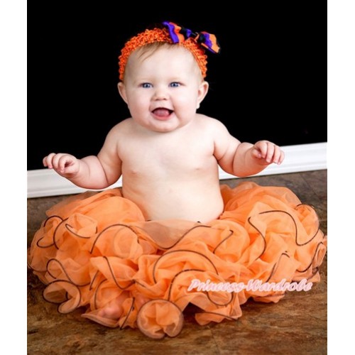 Orange Flower Petal Newborn Baby Pettiskirt With Black Bow N157 